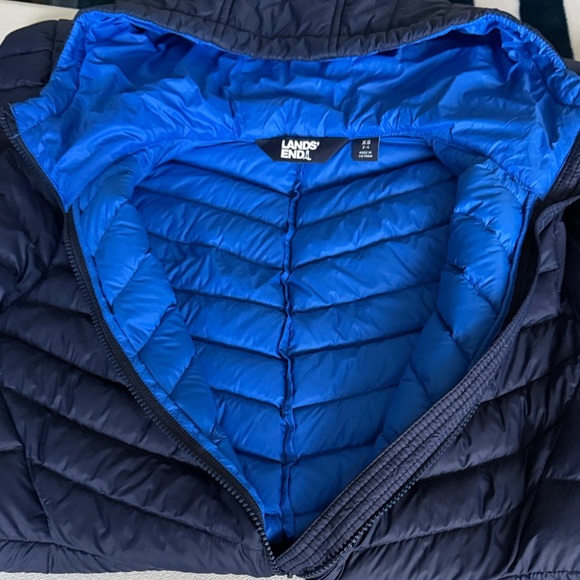 Lands End Women's Blue Hooded lightweight foldable Puffer Coat - Picture 6 of 7